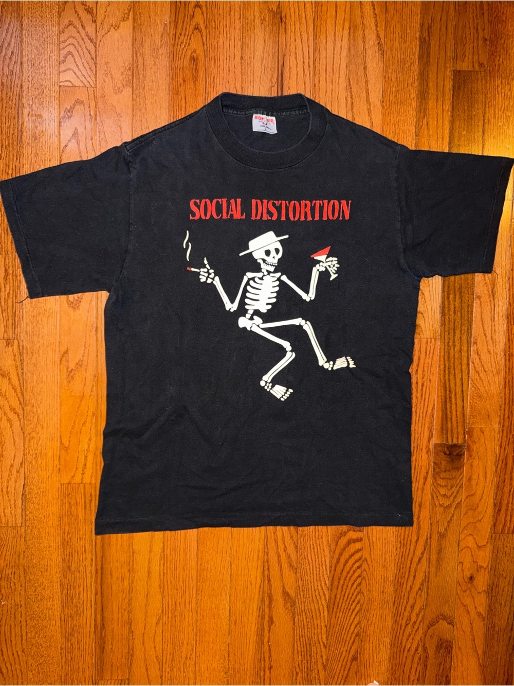 Vintage Social Distortion 90s Punk Band Smoking Skeleton 1990s Black T-Shirt L